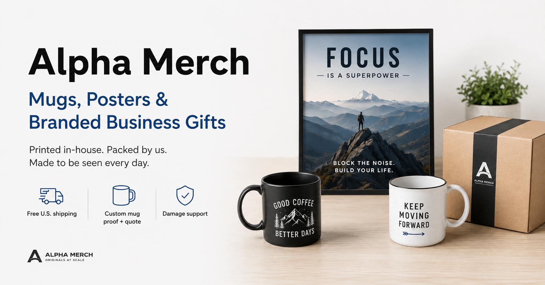Custom Branded & Logo Mugs for Businesses | Alpha Merch
