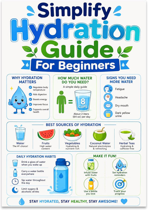 Hydration Guide Poster – 13x19 Water Intake Reference Chart