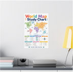 World Map Study Chart shown in a room display mockup