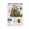 Build a Pollinator Garden poster with a colorful flower bed, bees, butterflies and labeled habitat sections