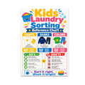 Kids Laundry Sorting Reference Chart poster with bright lights, darks, and colors columns
