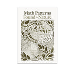 Math Patterns Found in Nature poster with botanical spirals and numbers in olive and cream