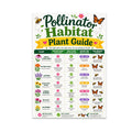 Pollinator Habitat Plant Guide poster with a green table of flowers, bloom times, and pollinator illustrations