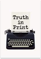 Truth in Print poster showing a black vintage typewriter with a cream page and typewriter-style lettering